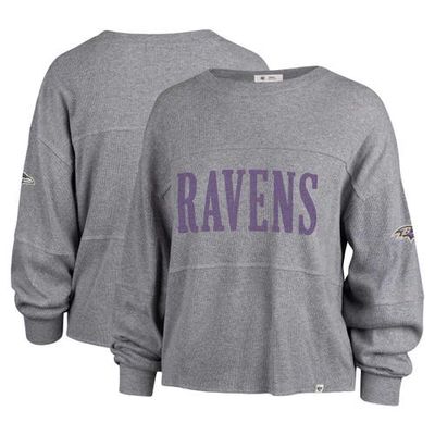 Women's '47 Gray Baltimore Ravens Get Loud Jada Long Sleeve T-Shirt in Heather Gray