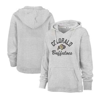 Women's '47 Gray Colorado Buffaloes Wrapped Up Kennedy V-Neck Pullover Hoodie