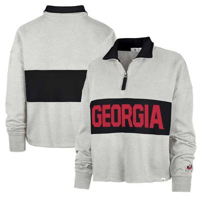 Women's '47 Gray Georgia Bulldogs Next Level Remi Cropped Quarter-Zip Sweatshirt