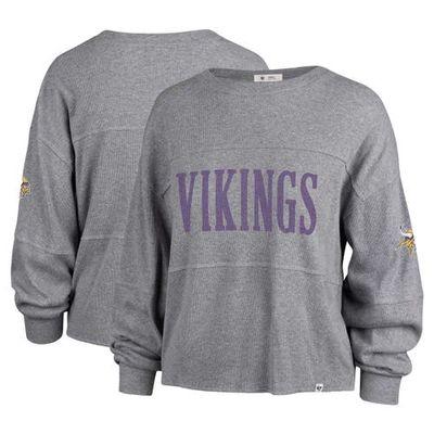 Women's '47 Gray Minnesota Vikings Get Loud Jada Long Sleeve T-Shirt in Heather Gray
