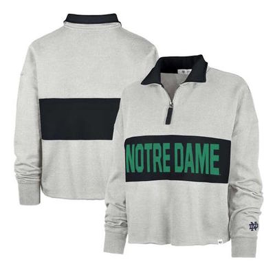 Women's '47 Gray Notre Dame Fighting Irish Next Level Remi Cropped Quarter-Zip Sweatshirt