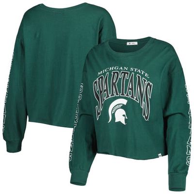 Women's '47 Green Michigan State Spartans Parkway II Cropped Long Sleeve T-Shirt