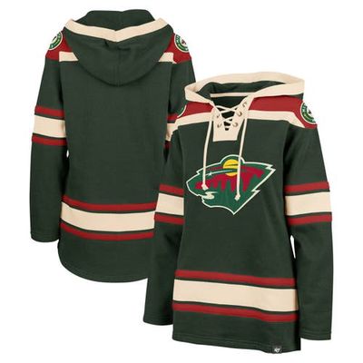 Women's '47 Green Minnesota Wild Superior Lacer Pullover Hoodie