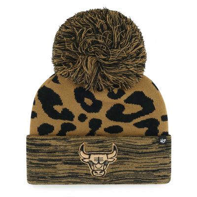 Women's '47 Leopard Chicago Bulls Rosette Cuffed Knit Hat with Pom