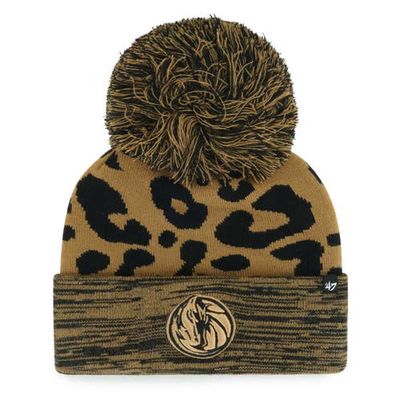 Women's '47 Leopard Dallas Mavericks Rosette Cuffed Knit Hat with Pom