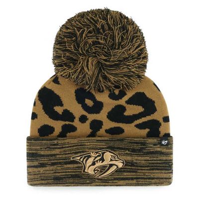 Women's '47 Leopard Nashville Predators Rosette Cuffed Knit Hat with Pom