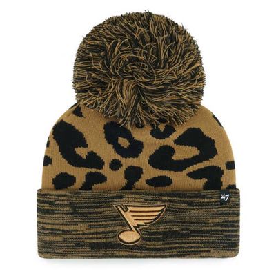Women's '47 Leopard St. Louis Blues Rosette Cuffed Knit Hat with Pom