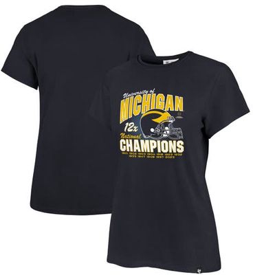 Women's '47 Navy Michigan Wolverines 12-Time Football National Champions Frankie T-Shirt