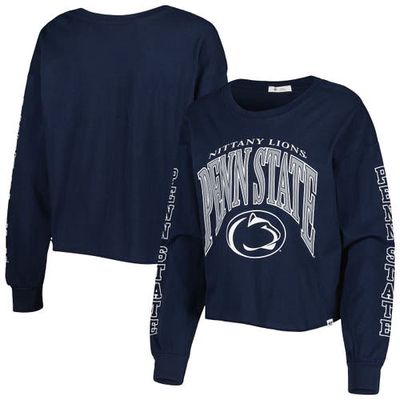 Women's '47 Navy Penn State Nittany Lions Parkway II Cropped Long Sleeve T-Shirt