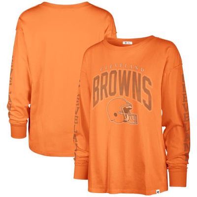 Women's '47 Orange Cleveland Browns Tom Cat Long Sleeve T-Shirt