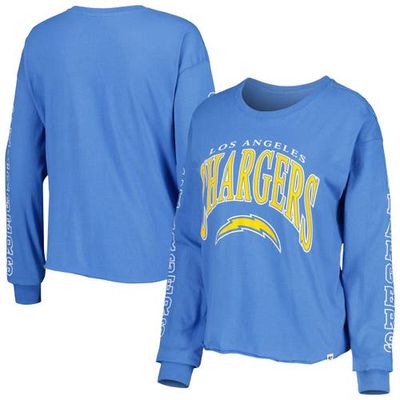 Women's '47 Powder Blue Los Angeles Chargers Skyler Parkway Cropped Long Sleeve T-Shirt