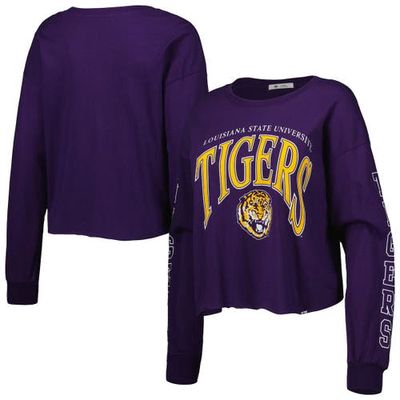 Women's '47 Purple LSU Tigers Parkway II Cropped Long Sleeve T-Shirt