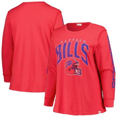 Women's '47 Red Buffalo Bills Plus Size Honey Cat SOA Long Sleeve T-Shirt