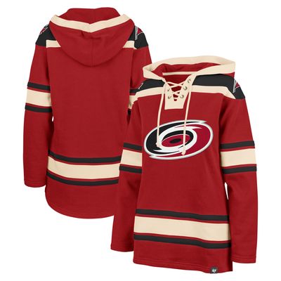 Women's '47 Red Carolina Hurricanes Superior Lacer Pullover Hoodie