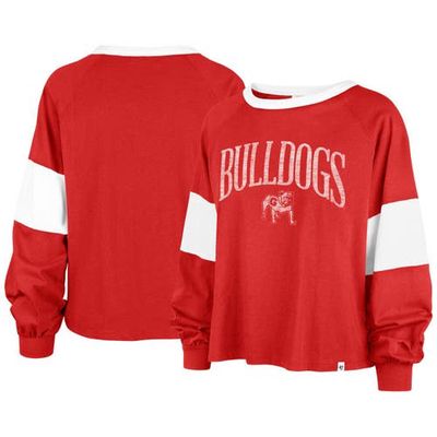 Women's '47 Red Georgia Bulldogs Upside Rhea Raglan Long Sleeve T-Shirt