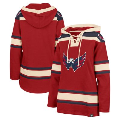 Women's '47 Red Washington Capitals Superior Lacer Pullover Hoodie