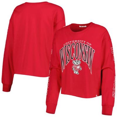 Women's '47 Red Wisconsin Badgers Parkway II Cropped Long Sleeve T-Shirt