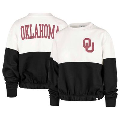 Women's '47 White/Black Oklahoma Sooners Take Two Bonita Pullover Sweatshirt