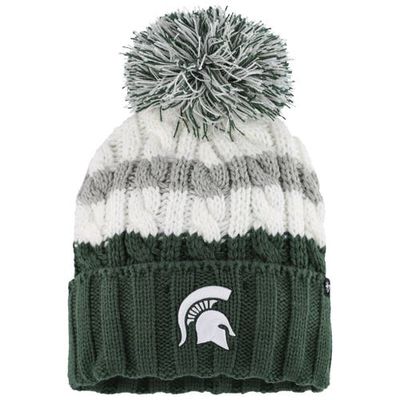 Women's '47 White Michigan State Spartans Ashfield Cuffed Knit Hat with Pom