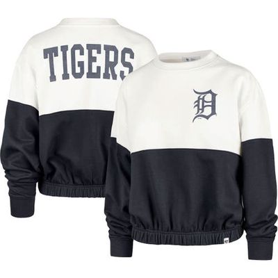 Women's '47 White/Navy Detroit Tigers Take Two Bonita Pullover Sweatshirt