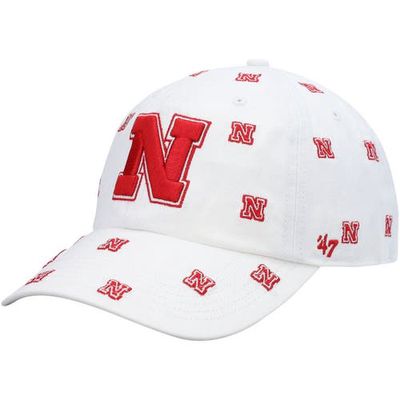 Women's '47 White Nebraska Huskers Confetti Clean Up Adjustable Hat