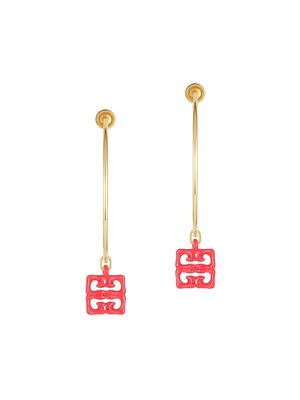 Women's 4G Liquid Earrings in Metal and Resin - Coral