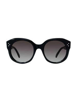 Women's 53MM Round Sunglasses - Shiny Black