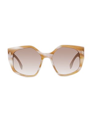 Women's 55MM Geometric Logo Sunglasses - Beige Horn Gradient Brown