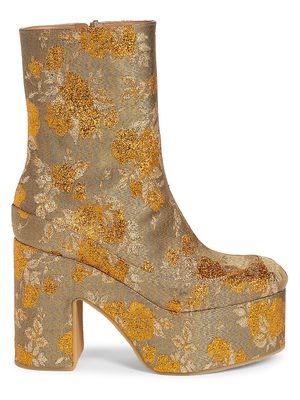 Women's 60MM Jacquard Platform Booties - Gold - Size 10