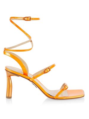 Women's 75 Strappy Open-Toe Leather Sandals - Tangerine - Size 7.5 - Tangerine - Size 7.5