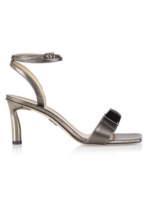 Women's 75MM Metallic Leather Strappy Sandals - Pewter - Size 6