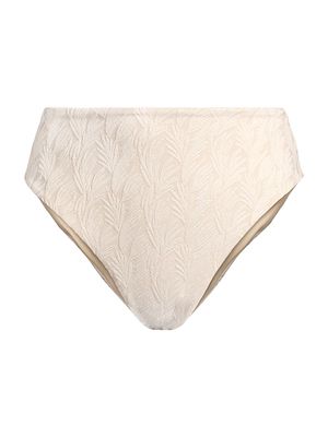 Women's 90's Cut High-Waist Bikini Bottom - Ivory Palms - Size Small - Ivory Palms - Size Small