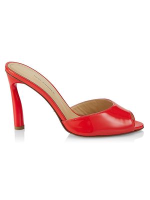 Women's 95 Patent Leather Peep-Toe Mules - Tomato - Size 6.5 - Tomato - Size 6.5