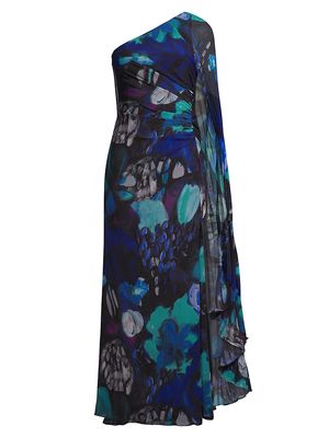 Women's Abby Floral Chiffon Dress - Blue Multi - Size 0