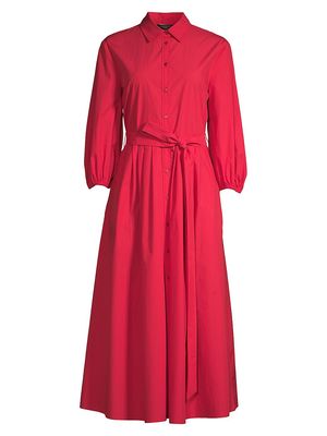 Women's Abete Cotton Belted Midi-Dress - Red - Size 0 - Red - Size 0