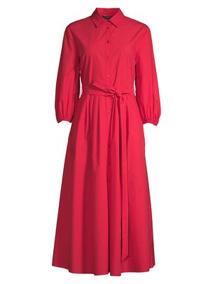 Women's Abete Cotton Belted Midi-Dress - Red - Size 2 - Red - Size 2