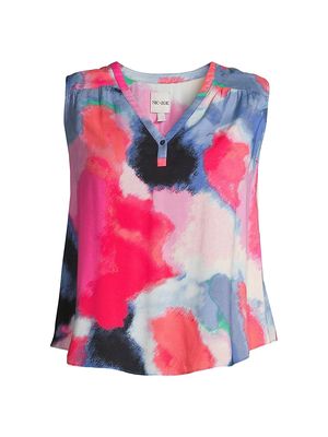 Women's Abstract Art Tank Top - Pink Multi - Size 14 - Pink Multi - Size 14