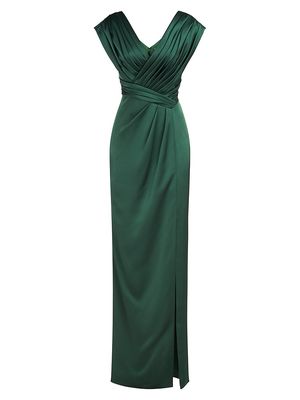 Women's Acari Draped Satin Column Gown - Pine - Size 4