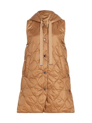Women's Accessori Two Bracco Hooded Vest - Sand - Size Large - Sand - Size Large