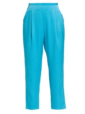 Women's Acerbi Pleated Satin Pants - Turquoise - Size 6 - Turquoise - Size 6