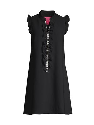 Women's Adalee Embellished V-Neck Shift Dress - Onyx - Size 4