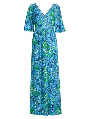 Women's Addison Floral Maxi Dress - Abaco Blue - Size 00