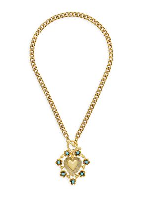 Women's Adele 24K Antique Goldplated Turquoise Heart Necklace - Gold - Gold