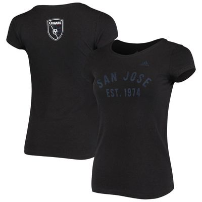 Women's adidas Black San Jose Earthquakes Cap Sleeve T-Shirt