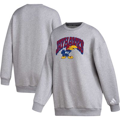 Women's adidas Gray Kansas Jayhawks Vintage Stylin Pullover Sweatshirt