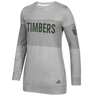Women's adidas Heathered Gray Portland Timbers Team Dominance Long Sleeve Tunic Sweatshirt in Heather Gray