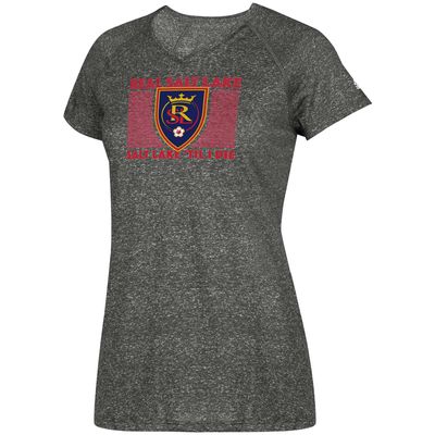 Women's adidas Heathered Gray Real Salt Lake Boxed Middle Performance V-Neck T-Shirt