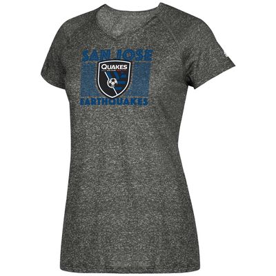 Women's adidas Heathered Gray San Jose Earthquakes Boxed Middle Performance V-Neck T-Shirt