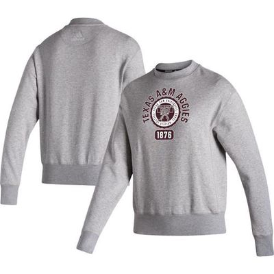 Women's adidas Heathered Gray Texas A & M Aggies Vintage Circle Pullover Sweatshirt in Heather Gray