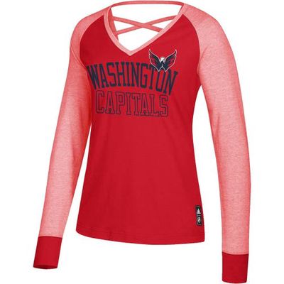 Women's adidas Red Washington Capitals Contrast Long Sleeve T-Shirt
